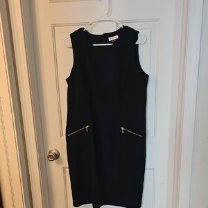 Calvin Klein Black Mini Dress with Gold Accents
